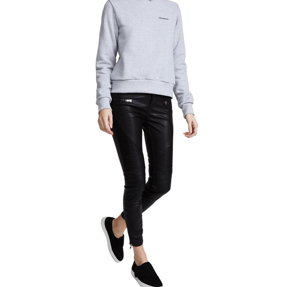 Blank NYC Black Faux Leather Moto Pant Zipper Detail Women's 28 NWT